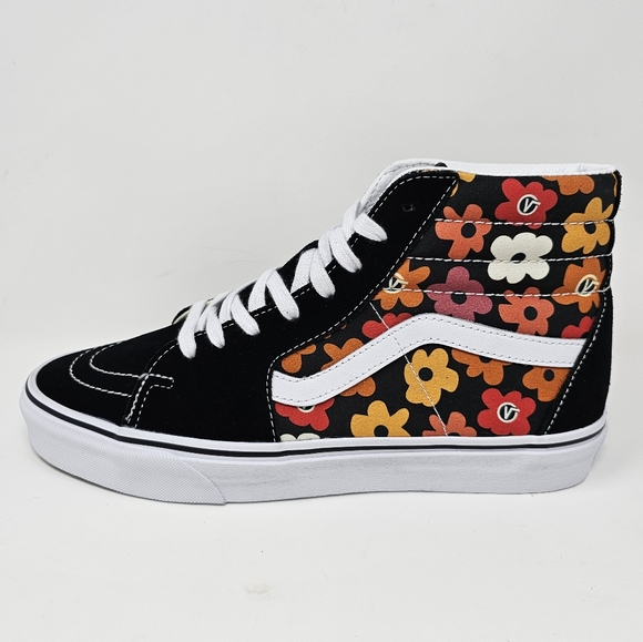 Vans Sk8 Hi Flower Black / Multi Colored Mens Size 10 Sneakers Lace Up Shoes NEW - Picture 2 of 11
